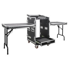 Sound Town 16U Rack Case 2U Drawer 11U Slant Mixer Top Two DJ Table MR-DR16UT2 