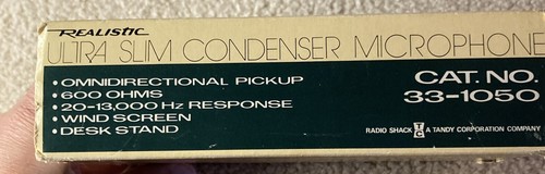 Vintage Realistic Cat No. 33-1050 Ultra Slim Condenser Microphone - Picture 10 of 13