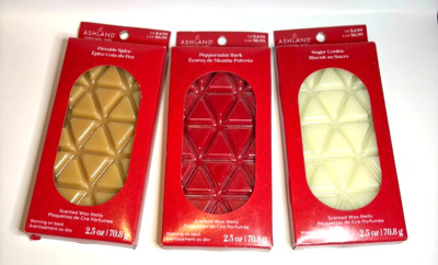 Assorted Scented Wax Melts by Ashland (Fireside Spice, Peppermint, Sugar Cookie)