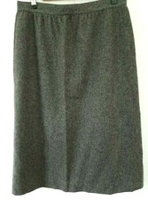 Vintage Stephen Douglas Skirt 16 Gray Solid Wool Lined Midi Straight Office New