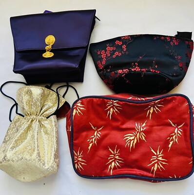 Vintage YSL Parfums Red silk cosmetic,makeup, parfum bag, variety ,select one