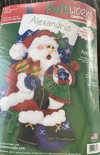 Dimensions Feltworks Visit With Santa 18" Felt Stocking Kit Applique 8147