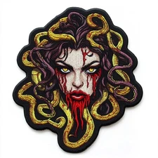 Bleeding Medusa Iron-On Patch Greek Mythology Badge Applique for Clothes Jackets