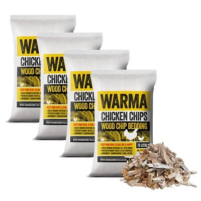 WARMA 4 x 70L Bag Premium Chicken Wood Chips Hardwood Animal Coop Pens Poultry Run Hen