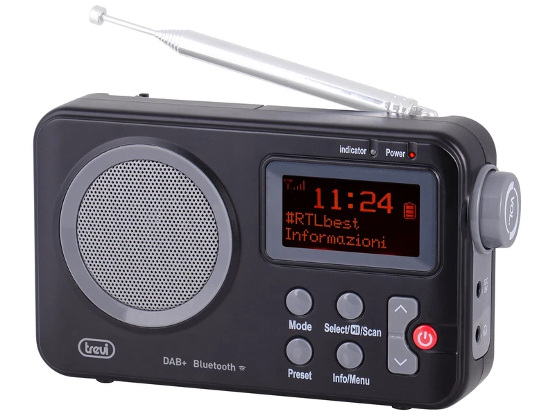 Radio Portatile TREVI DAB 7F80 R Nero - DAB+ FM Uscita Cuffia 3,5 mm, fotografia 6 di 8