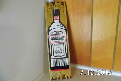 Handmade Rustic Wooden Gordon's London Dry GinTall Bar Sign Original 2016