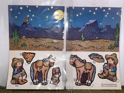 1954 Cowboy Cowgirl Scene Paper Dolls Jack&Jill Magazine Uncut Margot Austin