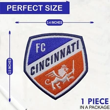 FC Cincinnati MLS Team Logo Iron On Patch - Sew Patch - Embroidered Patch