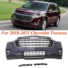 Complete Front Bumper Cover Kit Grille Grill For 2018 2019-21 Chevrolet Traverse