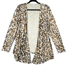 Chico's Animal Print Mesh Cardigan Size 2 US 12 Lightweight Relaxed Stretch