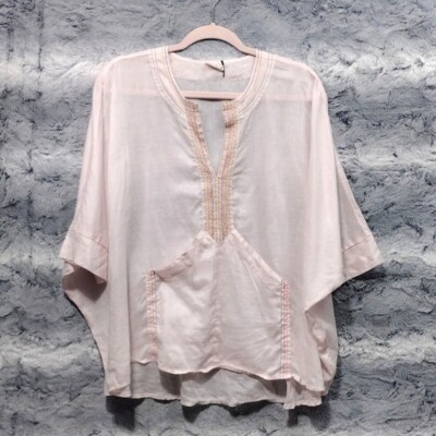 Anthropologie Akemi + Kin Martinique Poncho Top Women's S Pink Lagenlook Boho