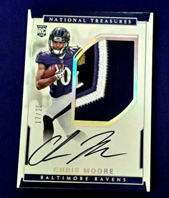 2016 NATIONAL TREASURES CHRIS MOORE  AUTO 5 COLOR JERSEY PATCH #/17/25 RC