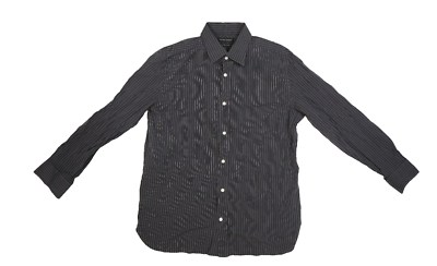 banana republic premium poplin dress shirt Banana Republic Premium Poplin Black Stripe Button Up Holiday Dress Shirt  Mens L