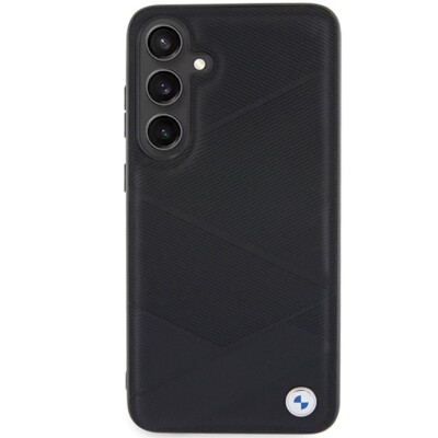 BMW Samsung S24+ Plus Hülle Case Cover Genuine Leather Signature Crossing Lines