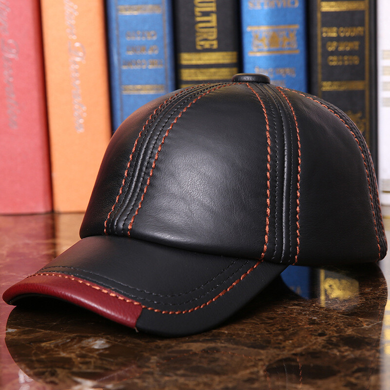 Mens Womens Leather Trucker Hat Baseball Cap Snapback Adjustable