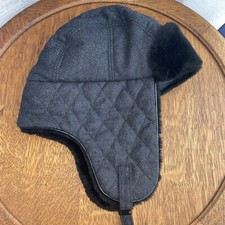 Winter Trapper Aviator Hat Ear Flaps Warm Fuzzy Faux Fur Gray  Black Target