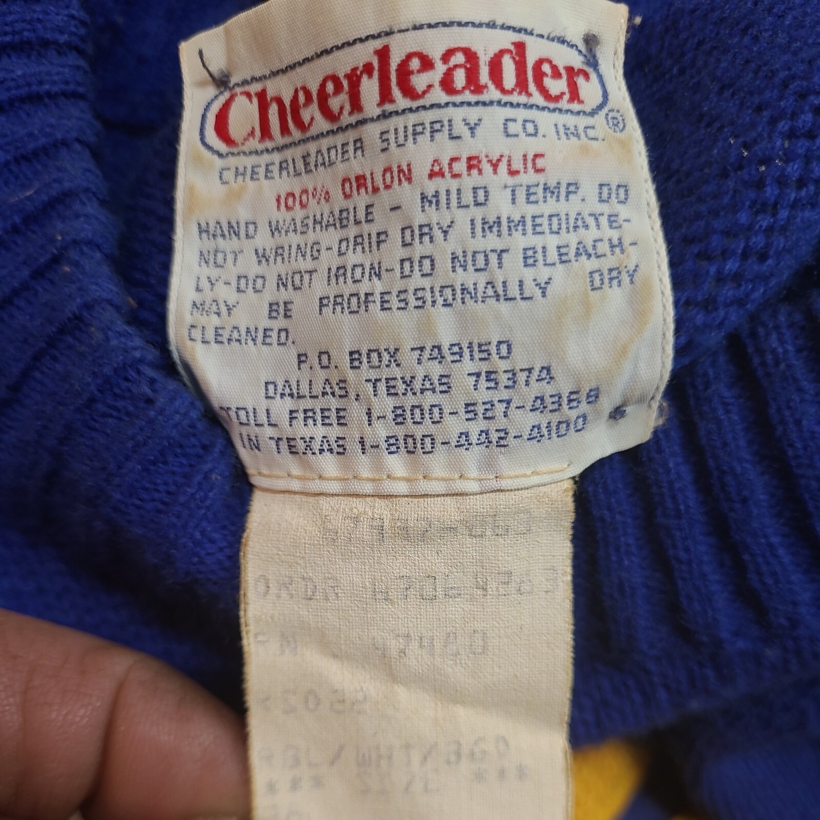 Vintage TW Cheerleader Supply Co. Blue, Yellow, White… Gem