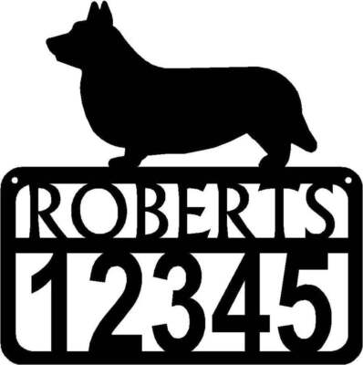Cardigan Welsh Corgi Personalized Dog Sign with Name & House Numbers - Made in U