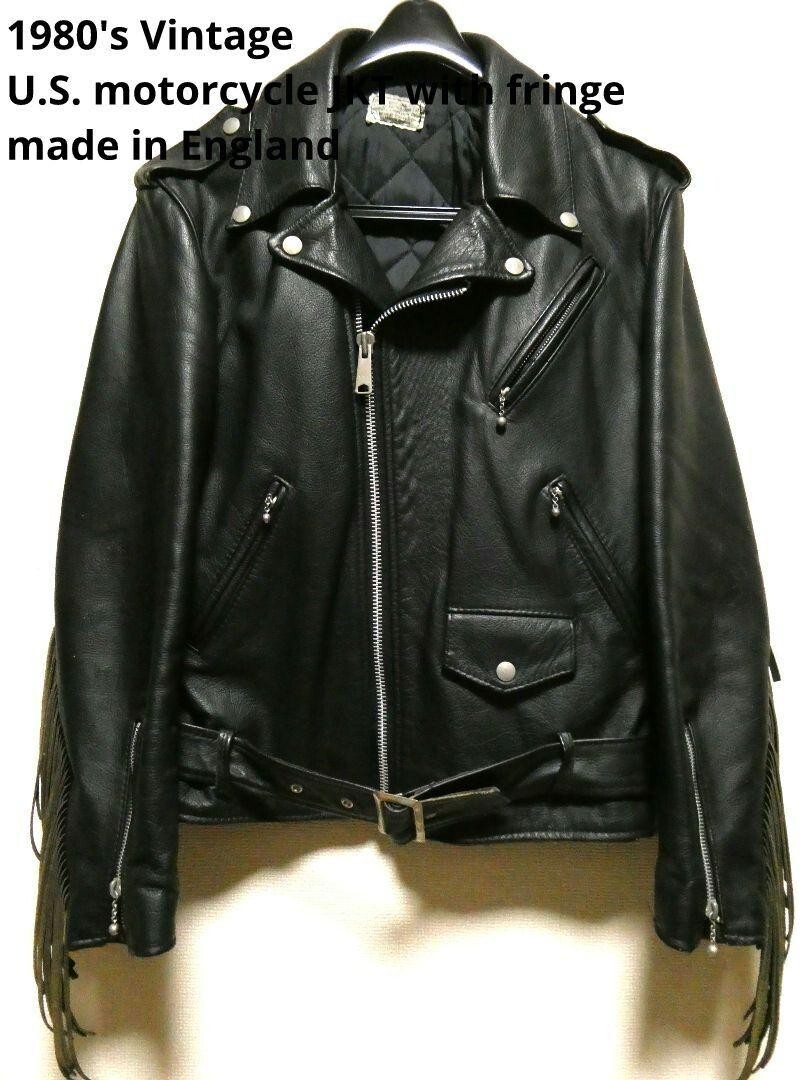 80’s vintage double rider's jacket BLK Double Leather Riders Motorcycle Jacket Men 80s Vintage Made