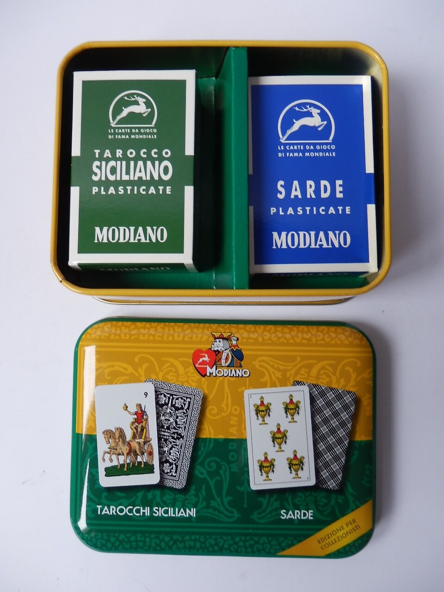 CARTE GIOCO MODIANO sarde Tarocchi Siciliani cofanetto collezionisti 2  mazzi