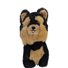 Aurora Plush Puppy Dog Black Tan Stuffed Animal 8 Inch Seated Toy