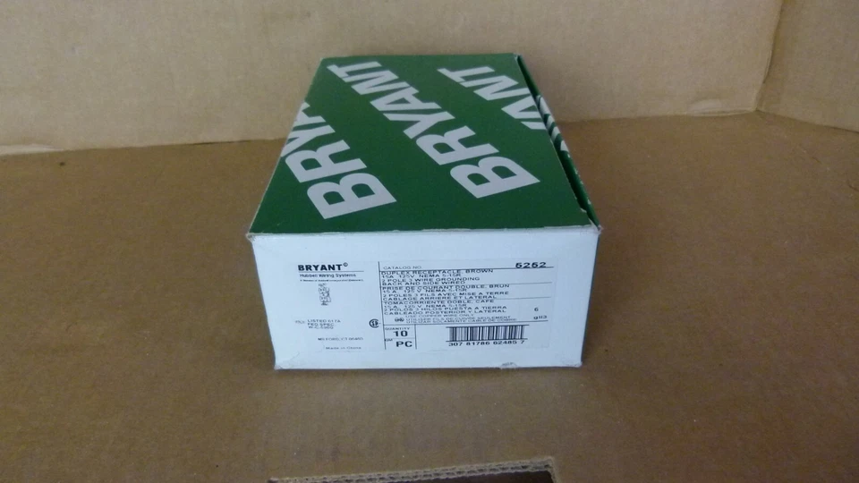 Caja de 10 - Receptáculo dúplex Bryant Hubbell 5252 marrón 15A 125V NEMA 5-15R Foto 3 de 4