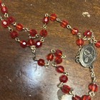 Vintage Rosary Crystal Crucifix Heart Roses  Long 22”  5 Decades Beautiful — photo 4