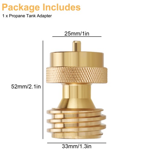 Universal Solid Brass Propane Tank Adapter 20LB to 1LB Converter QCC1 Regulator - Picture 6 of 6