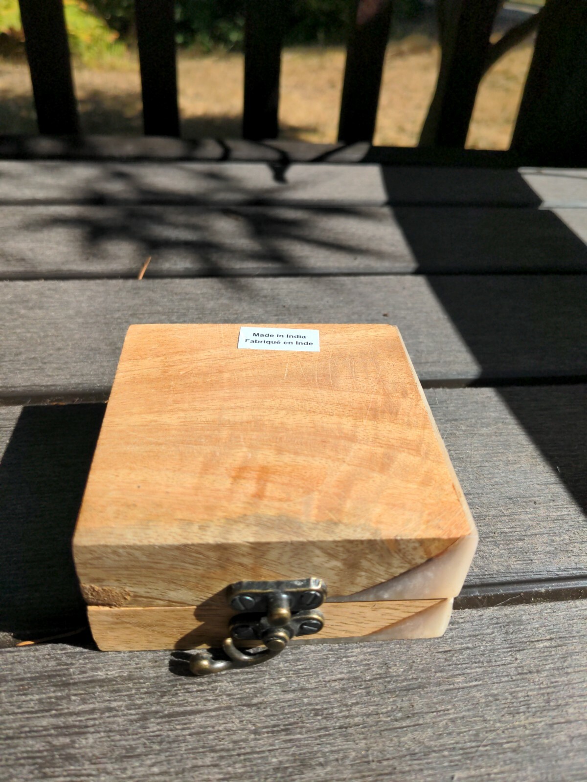 Small decorative wood and resin box handmade in India ring box