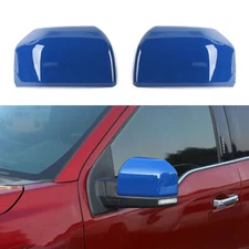 2pc Door Side Rearview Mirror Cover Caps Trim Shell For 2015-2020 Ford F150 Blue