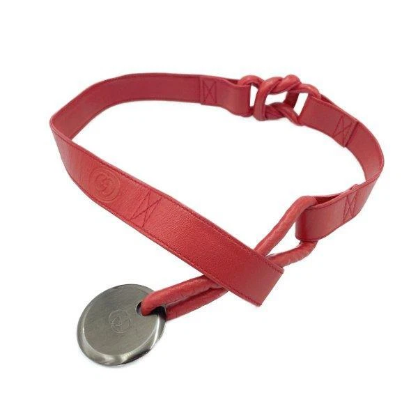 Ceinture GUCCI vintage en cuir G à emboîtement rouge femme taille 78 cm larg,5 cm