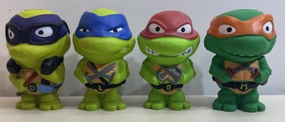 TMNT Ninja Turtle Mutant Mayhem SQUISHY FOAM TURTLES Complete Lot / 4 NO PACKAGE