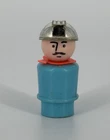 Vintage Fisher Price little people blue construction worker man Chrome Hard Hat