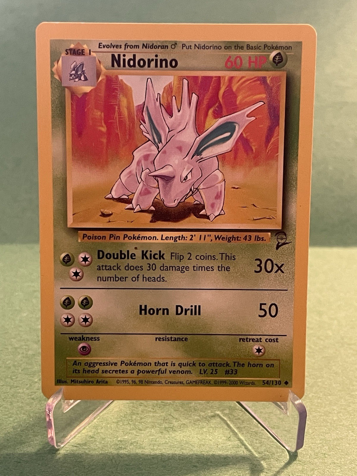 Pokémon TCG Base Set 2 Nidorino 54/130 Uncommon Near Mint
