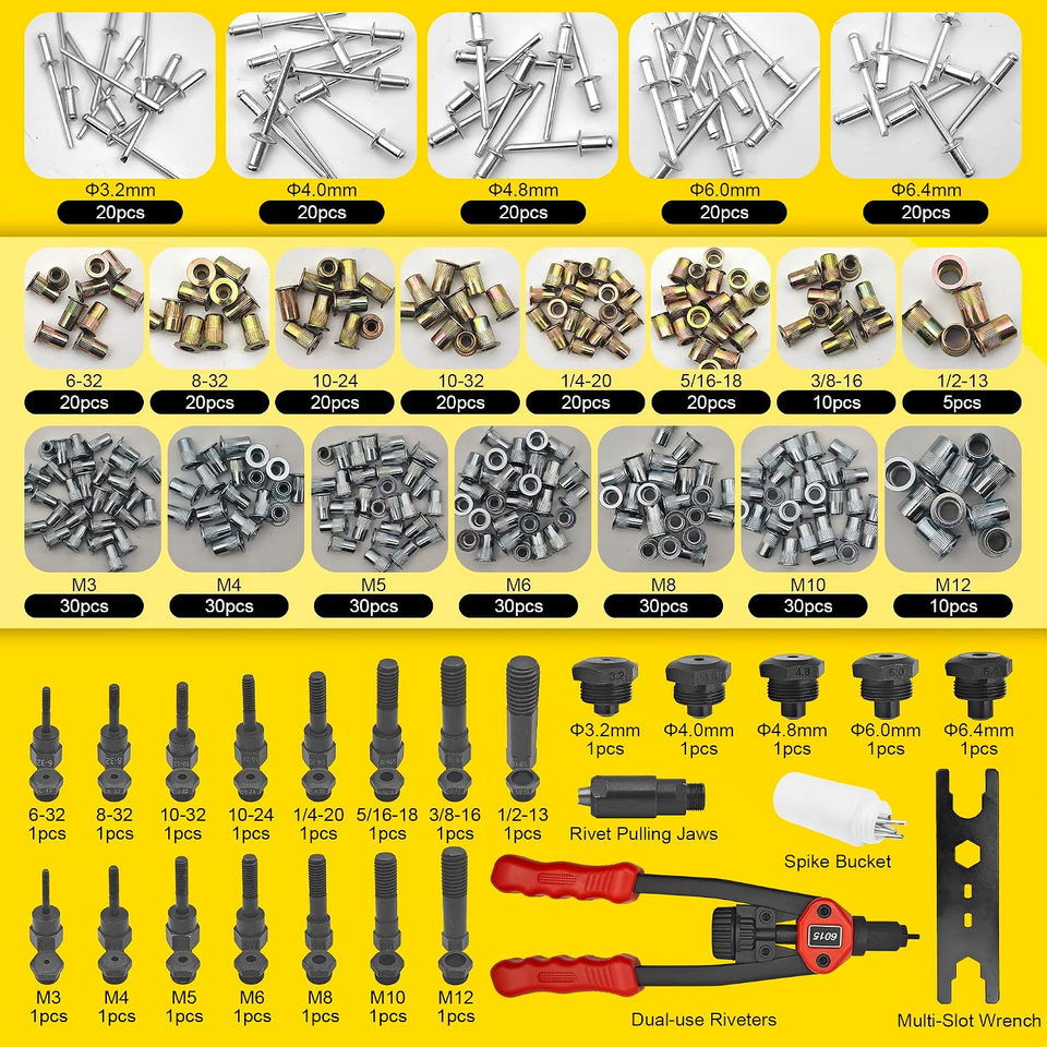 Tinner Rivet Tool Dual Function Rivet Nut Rivet Gun Tool Kit 7445000143150 | eBay