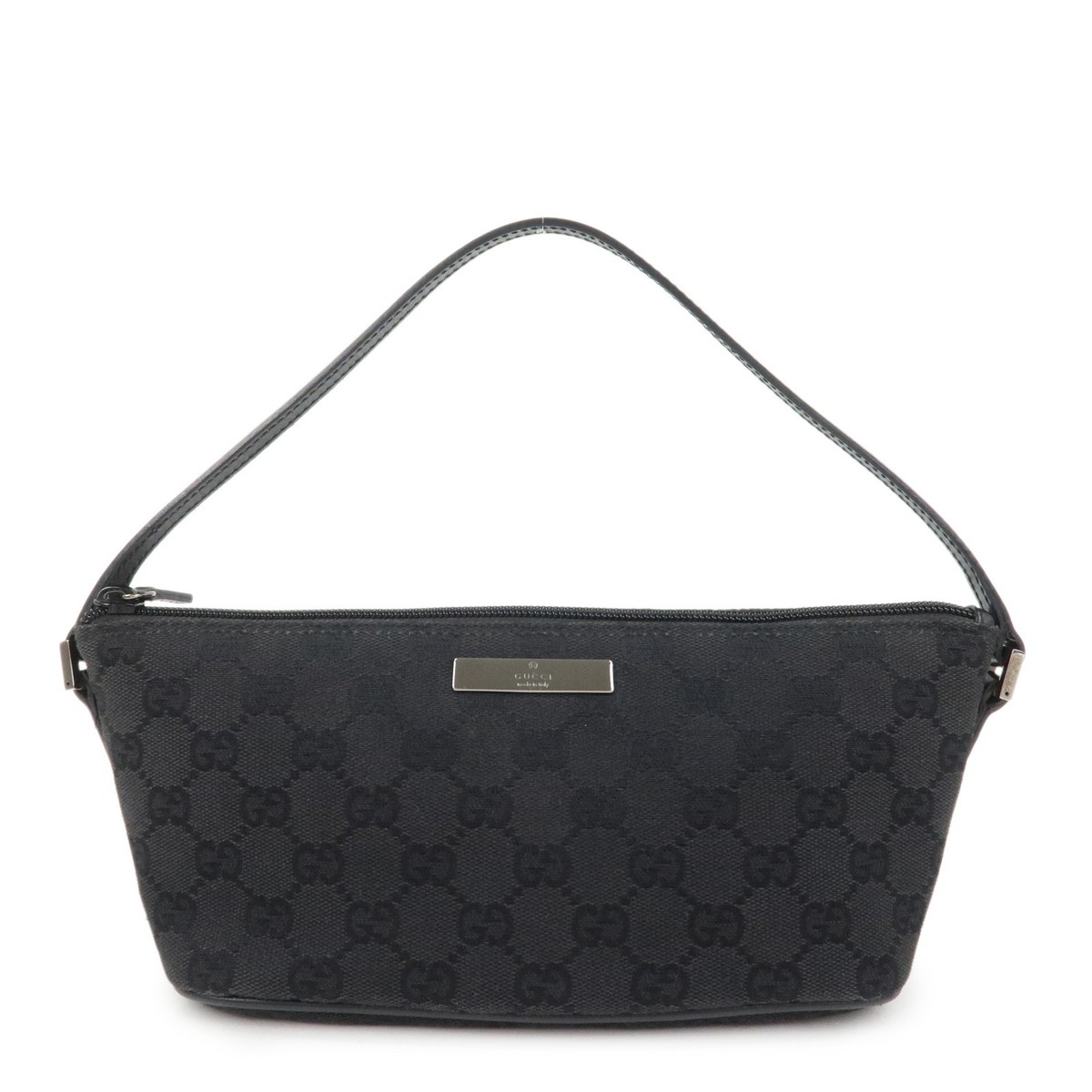 GUCCI ブラックデニムポーチ スモール ポーチ グレー トリム ・ブラック GGスプリーム キャンバス