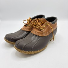 L.L.Bean Bean Boots Mens 8 Brown Leather Rubber Duck Shoes Rain Moc Low