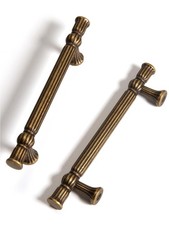 Antique Brass Cabinet Pulls - 3-3/4 Inch 96mm Hole Center Classic Vintage Dr...