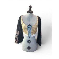 Antique Edwardian Lace Bodice Top Restored Ready Black Embroidered Sleeves OOAK