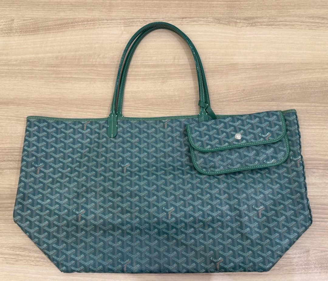 Goyard Paris Saint Louis GM Shoulder Tote Bag Green Pouch Herringbone Japan
