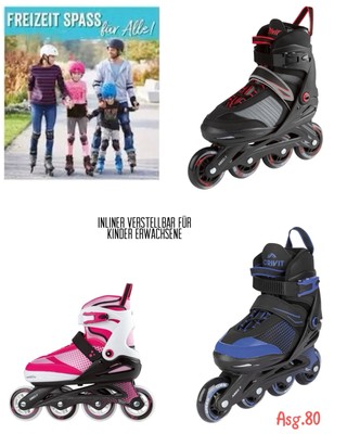 Inliner Kinder Erwachsener 4in1 Rollschuhe Inlineskates Verstellbar