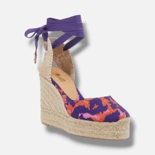 Alpargatas de cuña Castañer para mujer moradas con estampado animal Carina talla 38