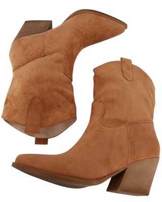 Kurze Stiefel, Stiefeletten Cowboystiefel, Wildleder Damenschuhe Absatz 7 cm