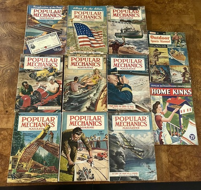 #ad Lot of 11 Popular Mechanics Magazines 1942 1950. $21.50