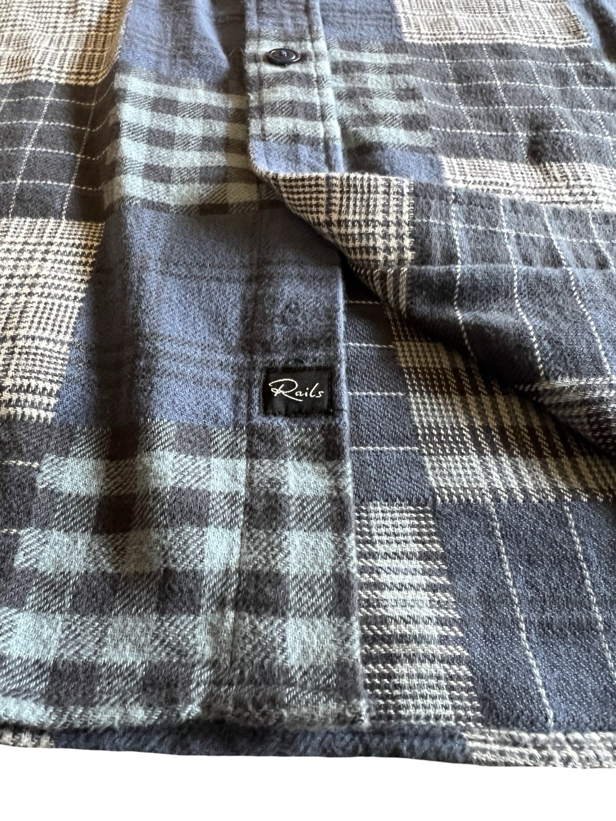 RAILS $148 Banton Blue Patchwork Button-Down Sz L… - image 4