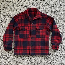 Vintage Pendleton Mackinaw Cruiser Jacket Red Plaid Double Pocket Missing Tag