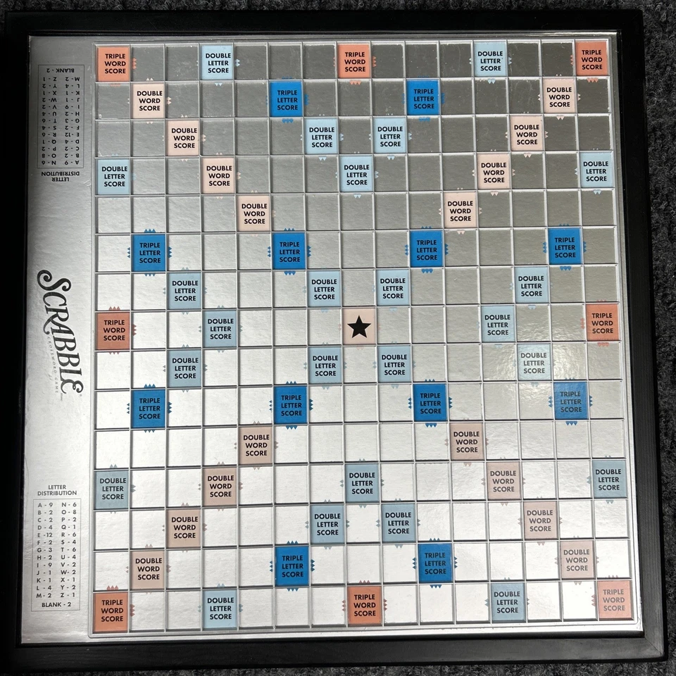 Scrabble Word Game "Onyx Edition" Rotating Gameboard Black Tiles 100% Complete - Image 2 of 4