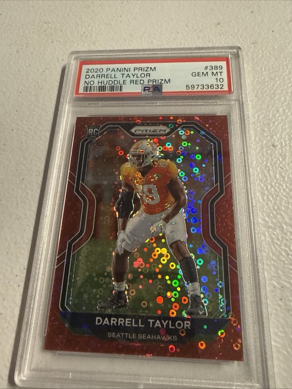 Panini 2020 Prizm Darrell Taylor Rookie No Huddle Red Prizm #389 PSA 10 48/50