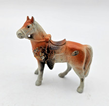 Vintage Cast Metal Saddled Horse Figure 2.25" Long. Japan