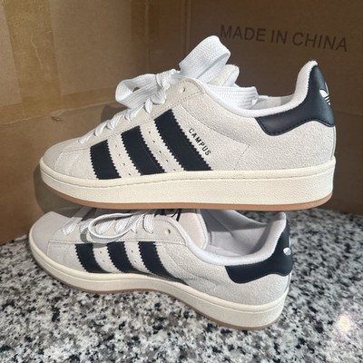 adidas Campus Suede Sneakers Beige/White/Black 3-Stripe Women s US 8